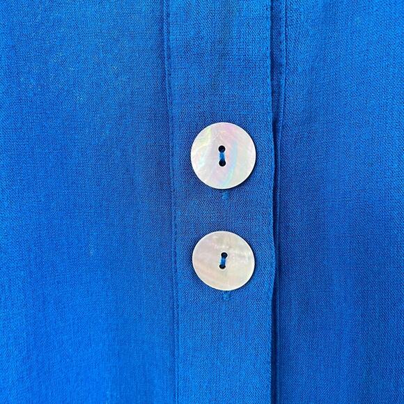 Fridaze Women's Royal Blue 100% Linen Button Front Top Size S - Picture 5 of 10